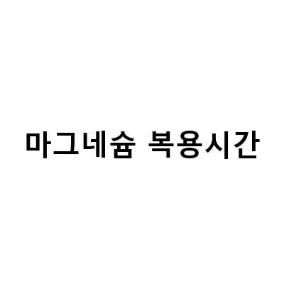 마그네슘 복용 시간과 국제학교 학부모 면담 시차 적응 팁