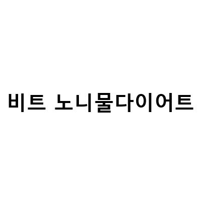 비트노니물 다이어트의 효과와 함께하는 체중조절 비법